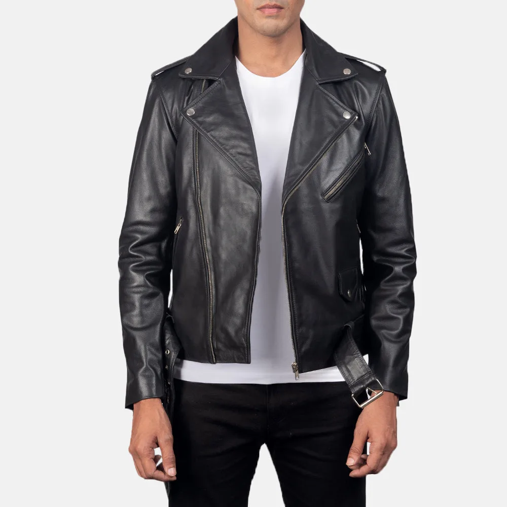 Allaric Alley Black Leather Biker Jacket - Image 6