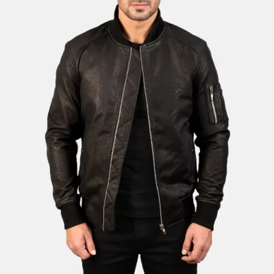 Bomia Ma-1 Brown Leather Bomber Jacket