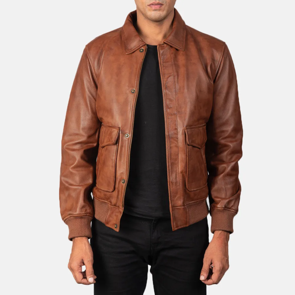Coffmen Black A2 Leather Bomber Jacket - Image 3