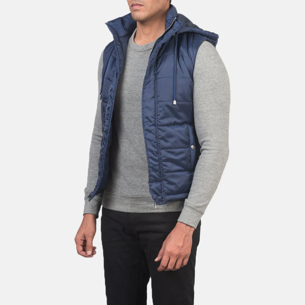 Fuston Blue Hooded Puffer Vest - Image 7