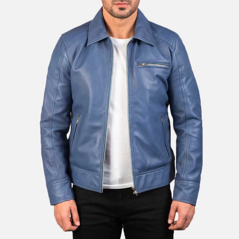 Lavendard Brown Leather Biker Jacket - Image 3