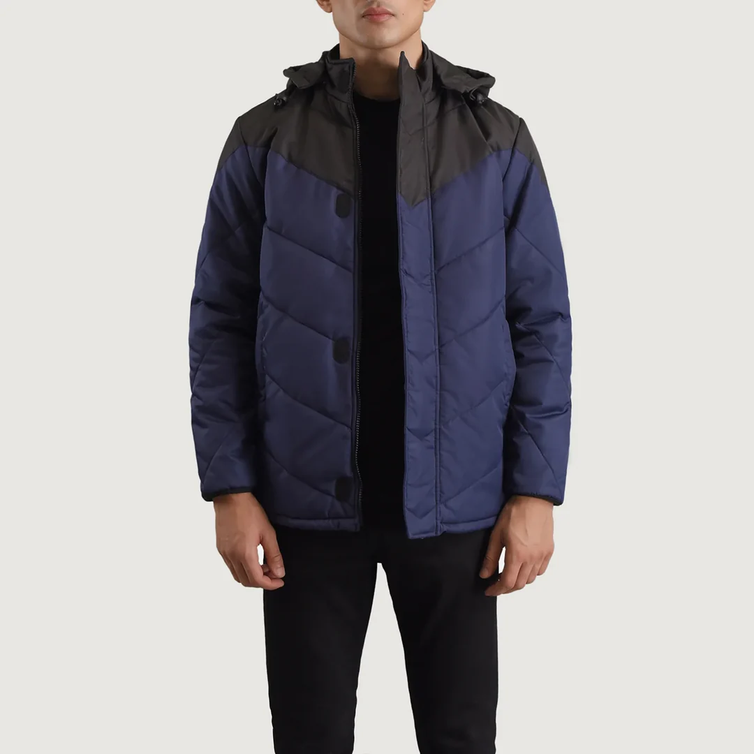 Luka Black & Grey Hooded Puffer Jacket