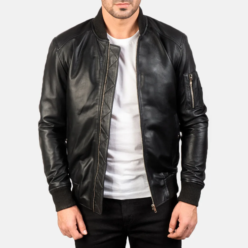 Bomia Ma-1 Brown Leather Bomber Jacket - Image 5