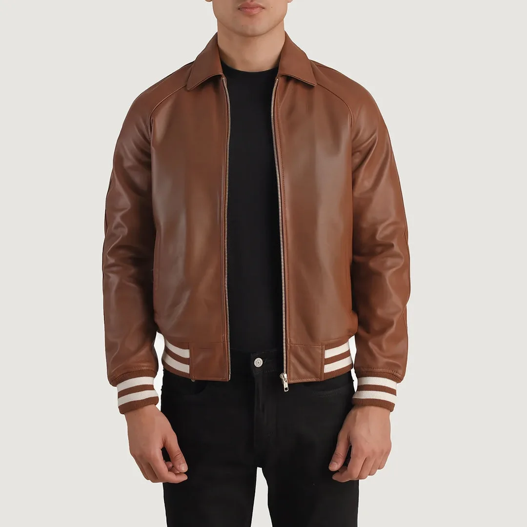 Walton Black Leather Varsity Jacket - Image 4
